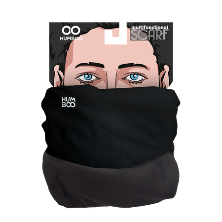 Multifunctional scarf with fleece - Black (SCMF.12)