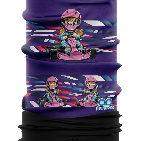 Children's multifunctional scarf with fleece - Karting Girl (SKF.12) - in a collective package
